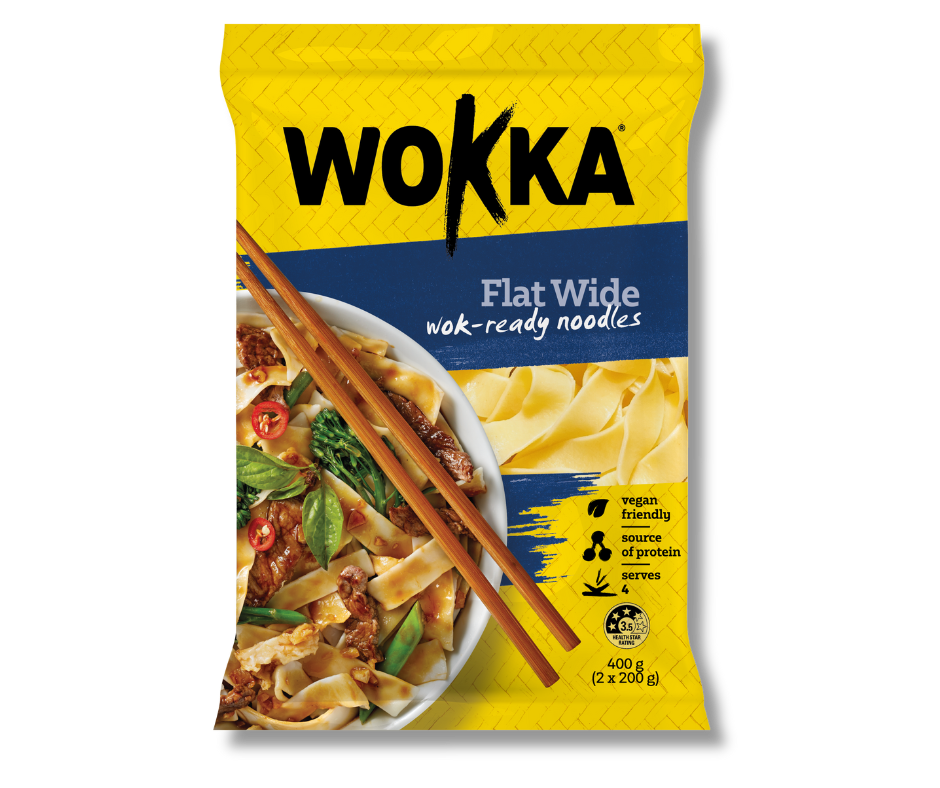 Wokka Flat Wide Noodles 400g